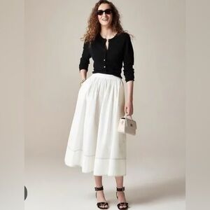 J. Crew White A-Line Midi Skirt